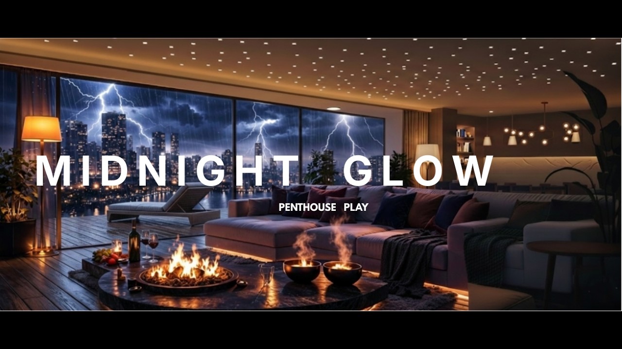 Midnight Glow – Cozy Rain & Fireplace in a Luxury Penthouse | 3 Hours Night Ambience