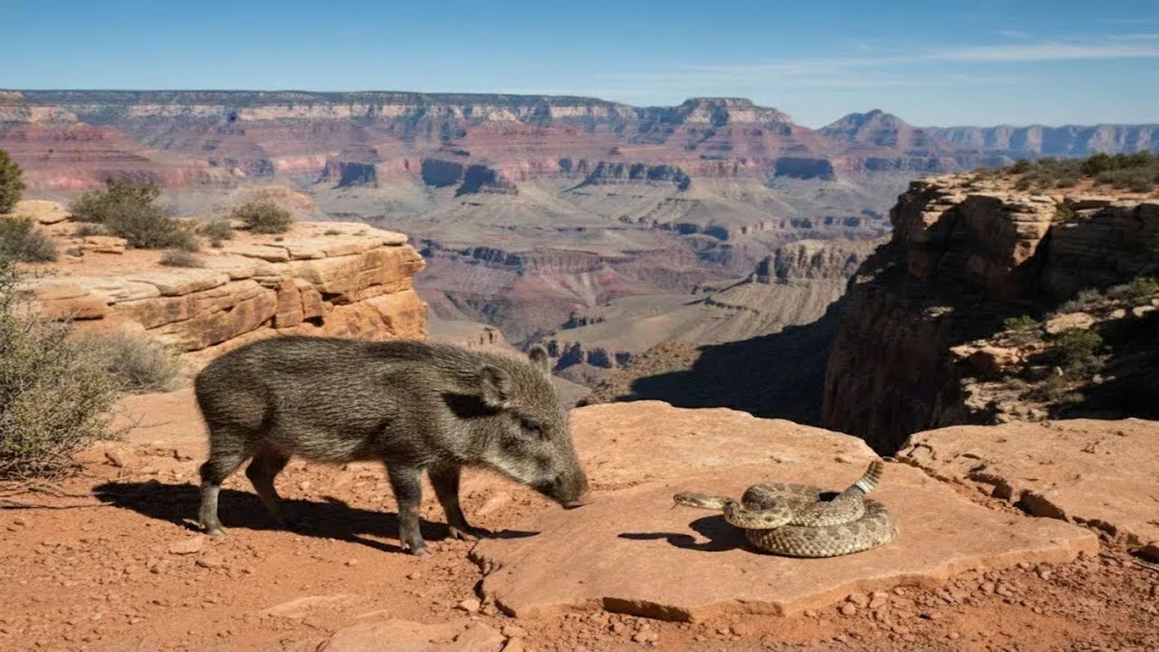 This wild boar and this snake stared each other down, but the unthinkable happened.