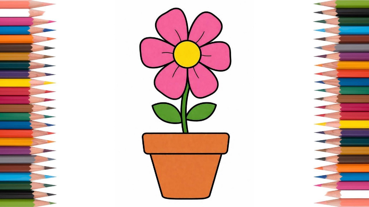 C&oacute;mo dibujar un jarr&oacute;n de flores sencillo 🌸 | F&aacute;cil y r&aacute;pido para principiantes