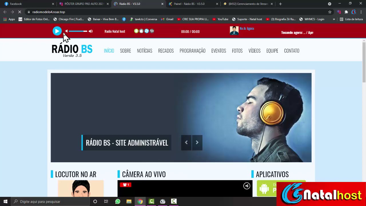 Como Configura o Player do Site Administrável Configurando Web Rádio Site Modelo Rádio BS