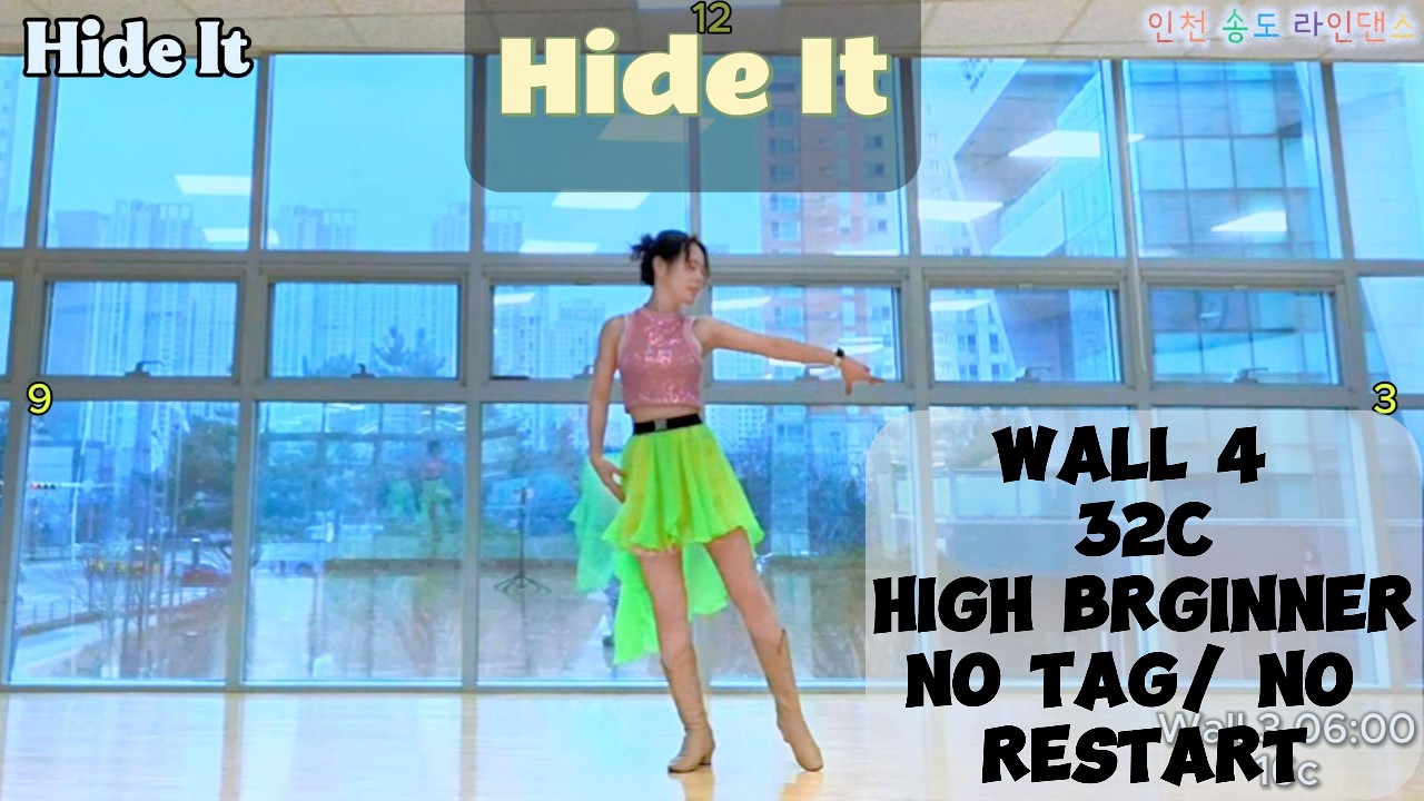 Hide It linedance Demo/ 하이드잇 라인댄스/ High Beginner/ Rolling 8-Count/초급 롤링8카운트/ 송도 라인댄스/ 인천 라인댄스/ 위올라