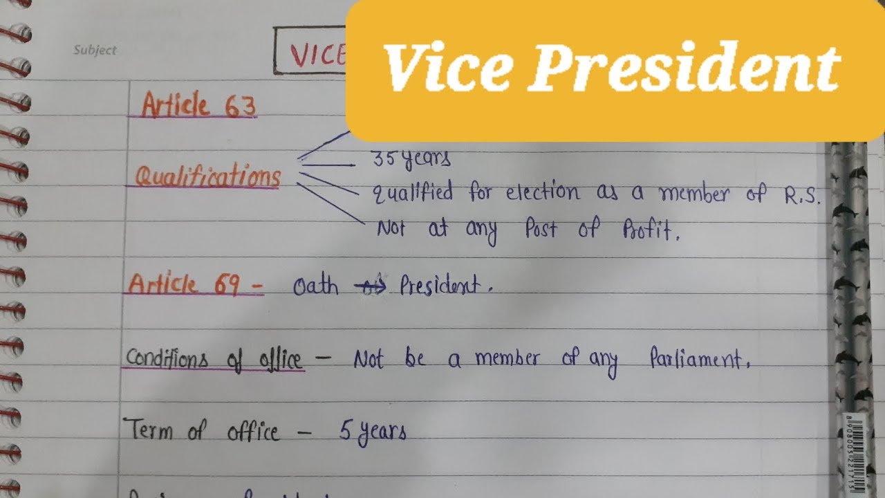 Vice President/ Indian polity/Handwritten Notes/Exam Safar/Lec. - 26