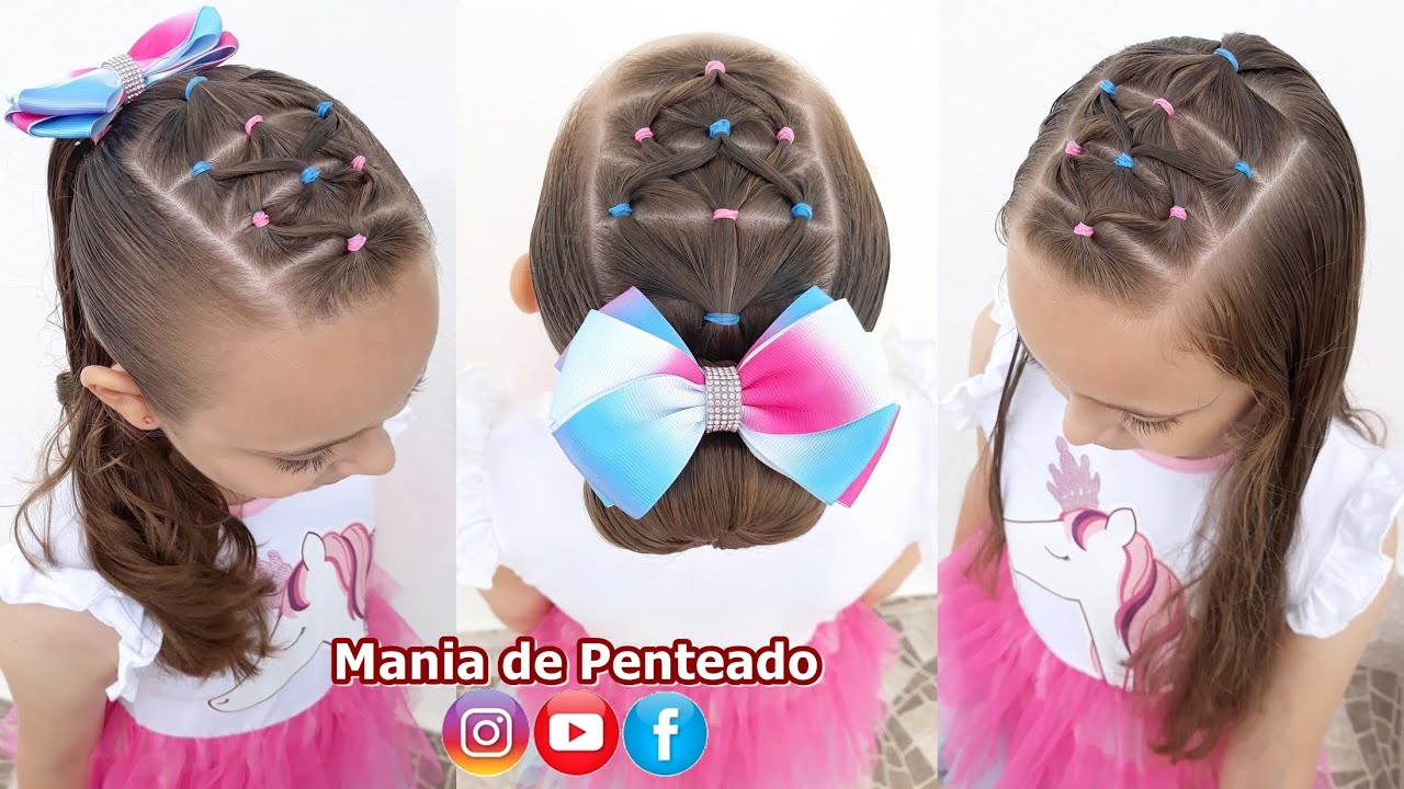 Lindo Penteado com Ligas para Meninas | Cute Hairstyles with Elastics for Girls
