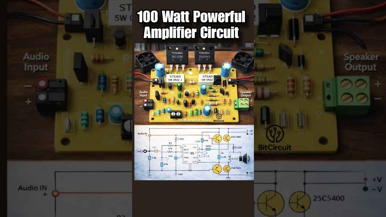 100 Watt Powerful Amplifier Circuit.#shorts#bitcircuit06#viral
