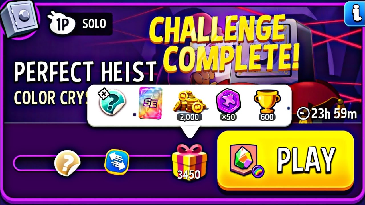 color crystals rainbow perfect heist solo challenge | match masters | 3450 score | color crystals
