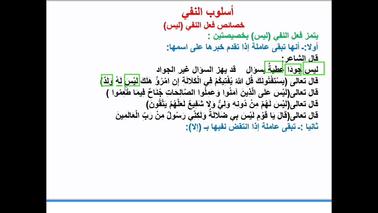 السادس العلمي والأدبي/المحاضرة (٣ )خصائص (ليس)/اللغة العربية|| أسلوب النفي 