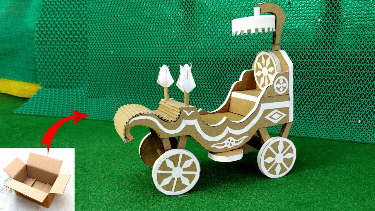 How to make cardboard wedding buggy || DIY cardboard wedding chariot|| 