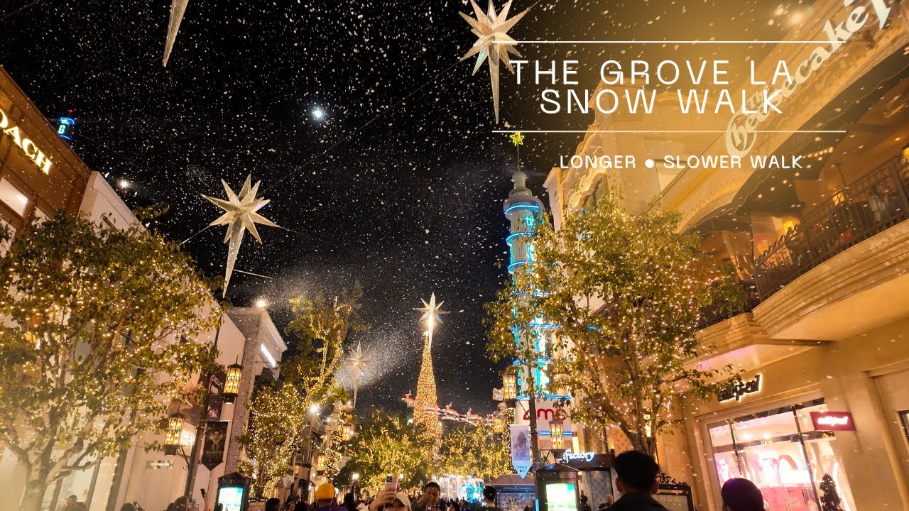 Winter Magic at The Grove LA | A Longer Calm Snow Walk (4K)