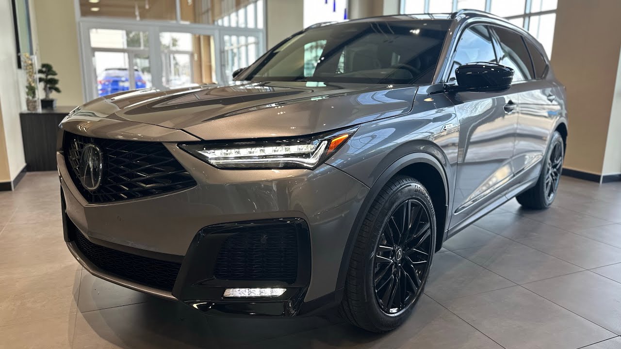 Обзор Acura MDX A-Spec Advance 2026 года в стиле Liquid Carbon.
