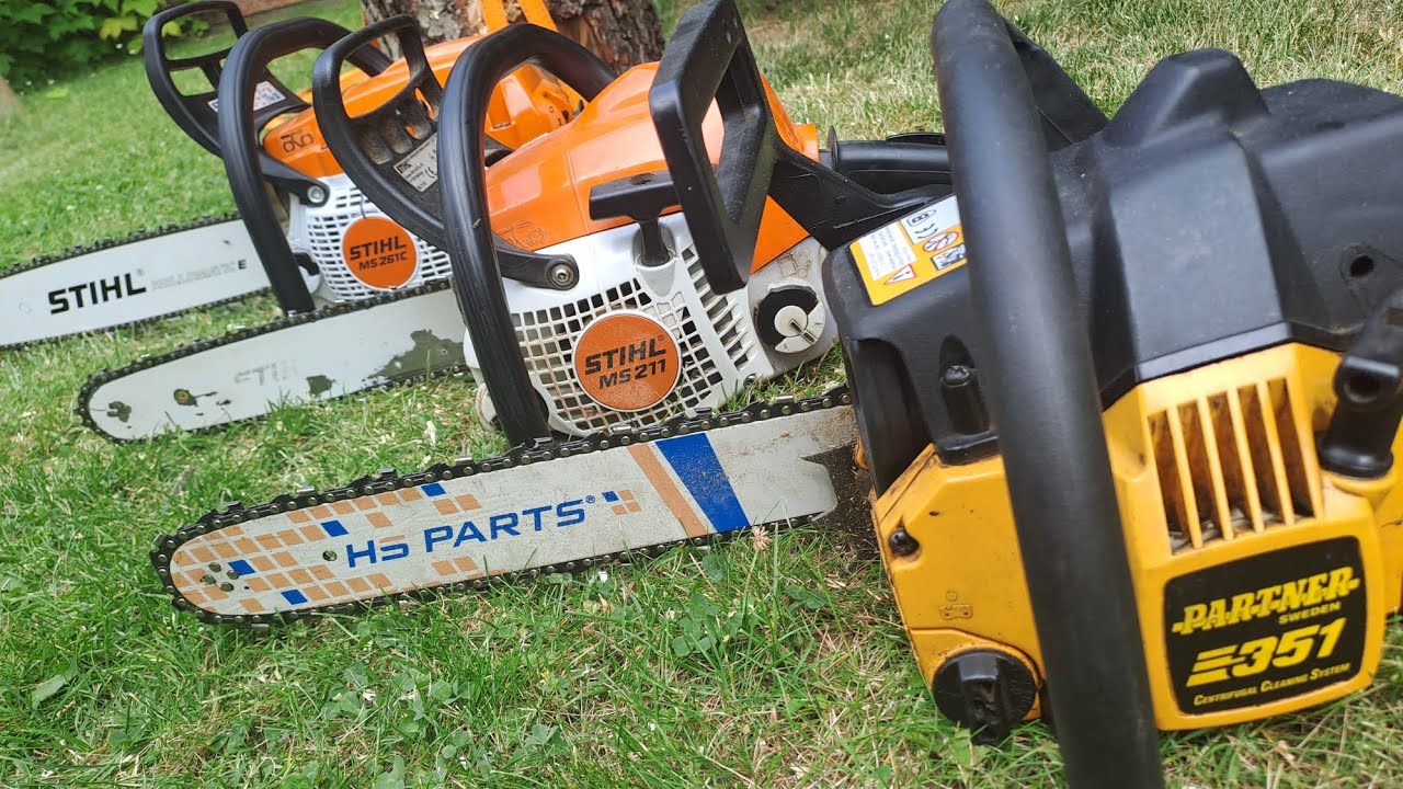 Speed cut test Partner 351, Stihl ms 211, Stihl ms 261C-M chainsaws