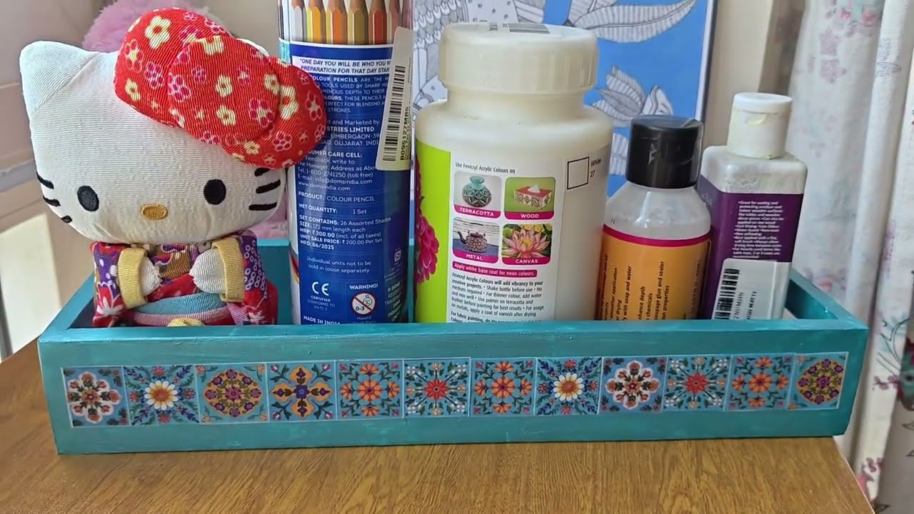 Simple wooden tray makeover with decoupage 💚 @quietly curated.