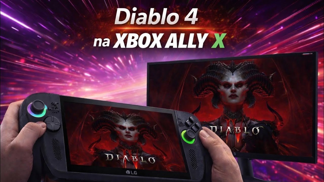 Diablo 4 na Asus ROG Xbox Ally X (17W) - Monitor LG UltraGear 24GS60F 