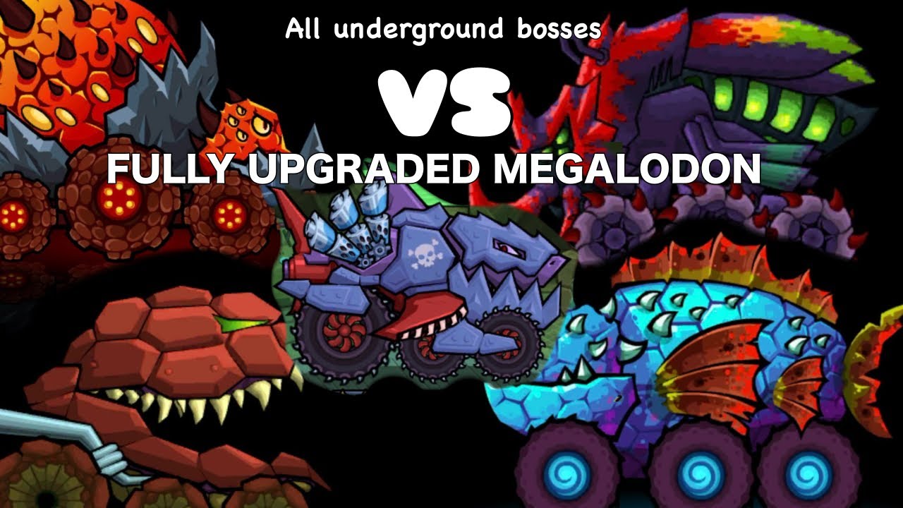 All underground bosses VS Fully upgraded megalodon (Car eats car 3)