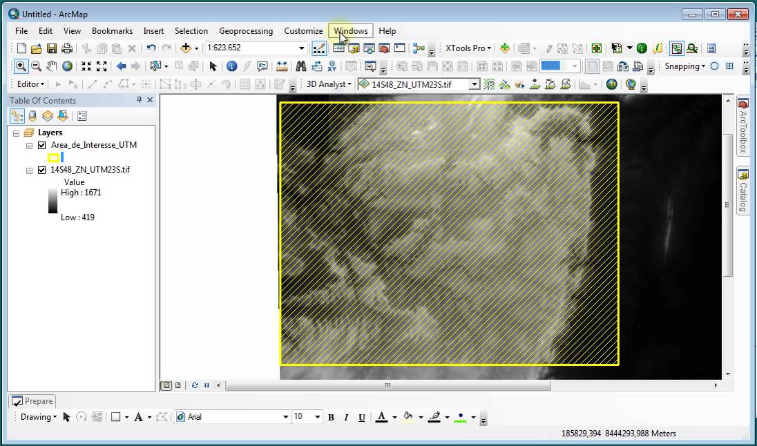 ArcGIS 10.1: Rescale, Reprojeção, Criação de Curvas de Nivel e Criação de TIN