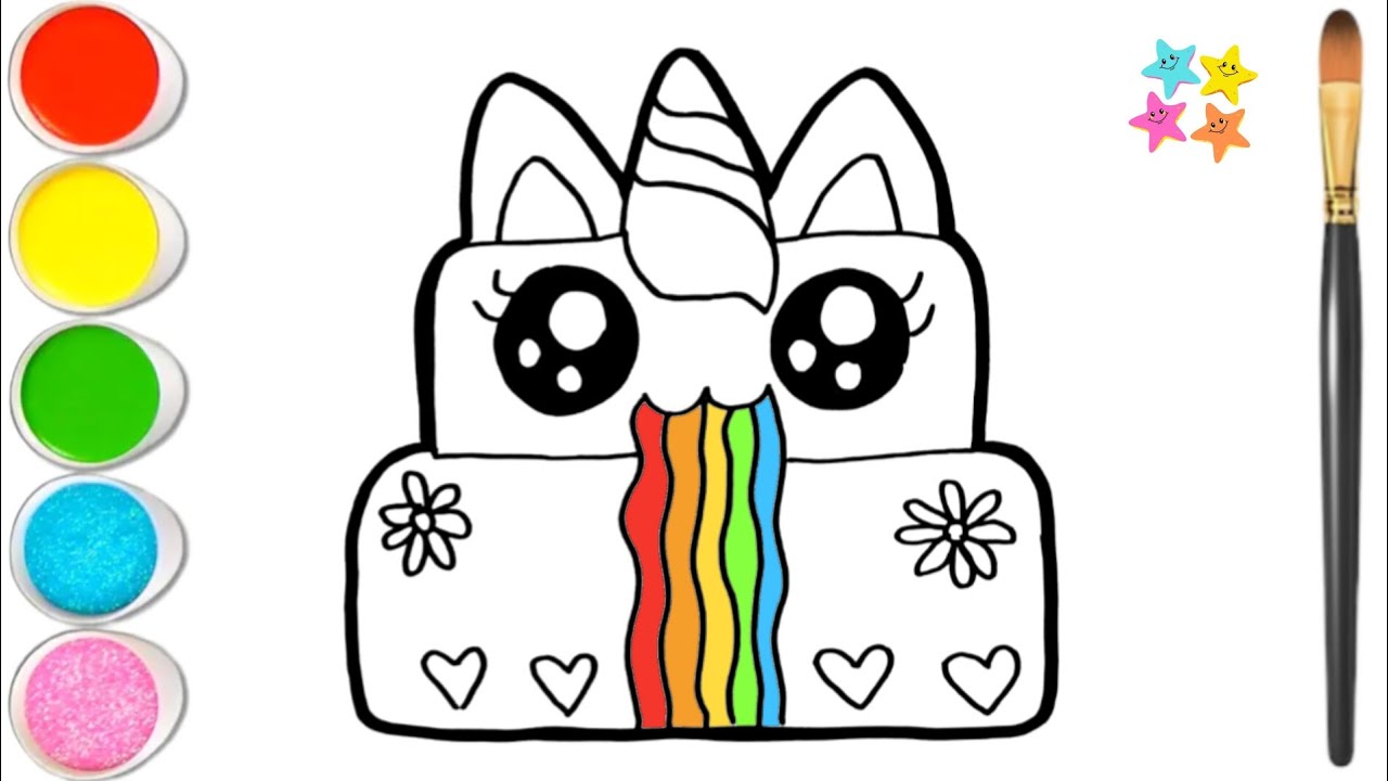 Dibuja y Pinta Un Pastel De Cumpleaños De Unicornio 🎂🦄❤️🌈
