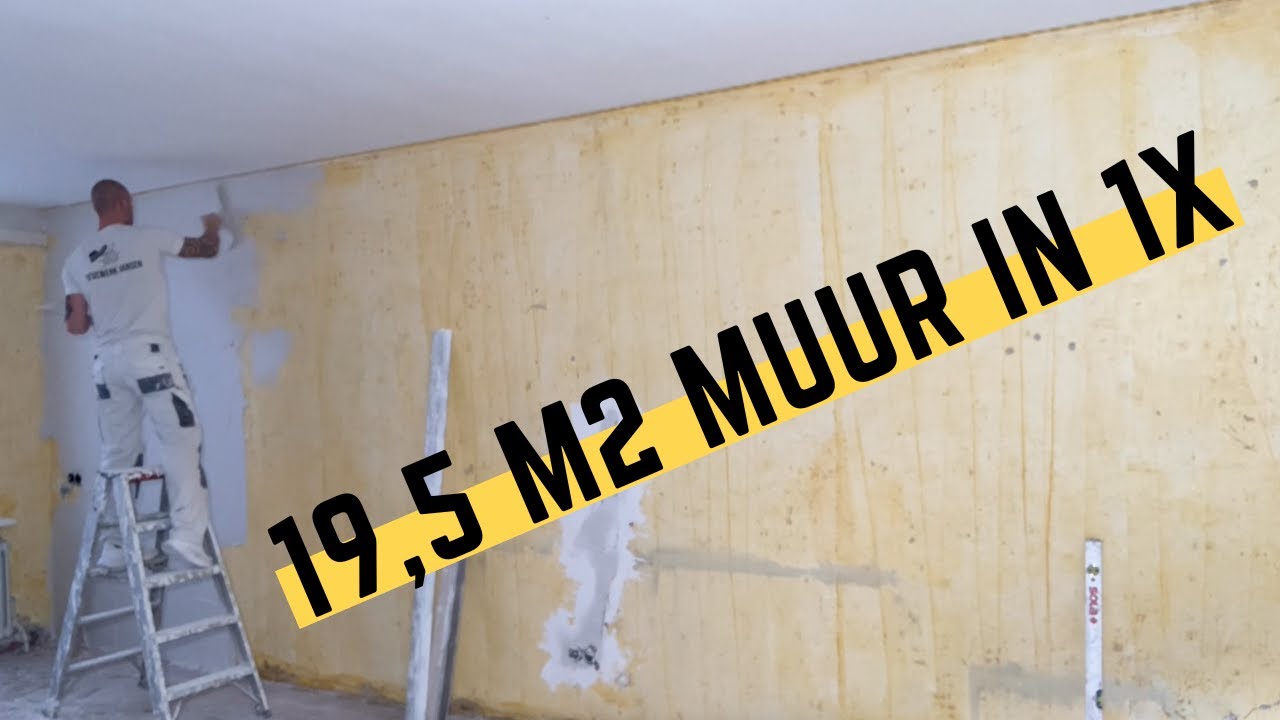 Een flinke uitdaging voor mezelf! 19,5 m2 muur in 1x stucen,  | Stucvlog #14