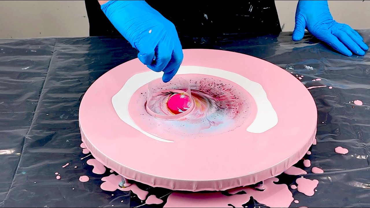 WOW!~Disrupted Open Cup~Pinks and Reds~Acrylic Pouring~358