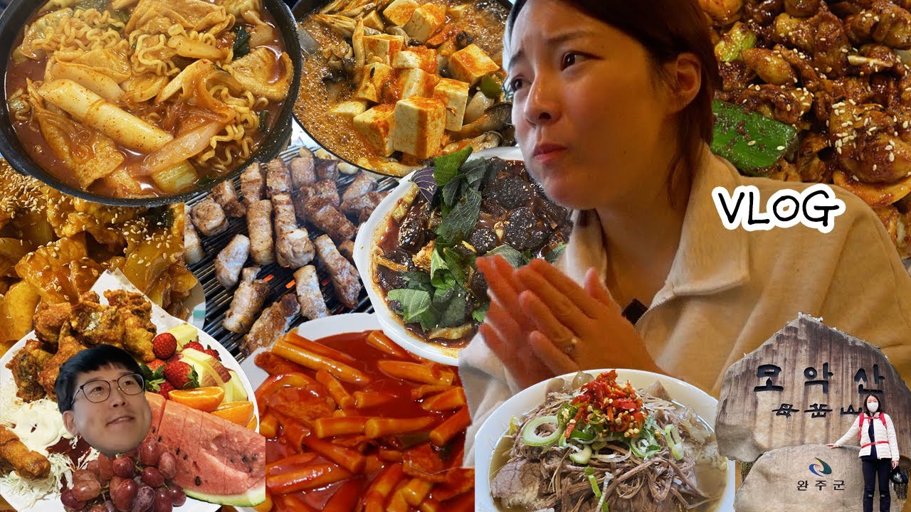 [잡탕편] 한번에 두끼먹기🍚🍜먹방브이로그(두부찌개,과일치킨,제육볶음,오이냉국,쌀국수,떡볶이,연탄구이,모악산 등산,청국장,부대찌개) KOREAN FOOD MUKBANG VLOG
