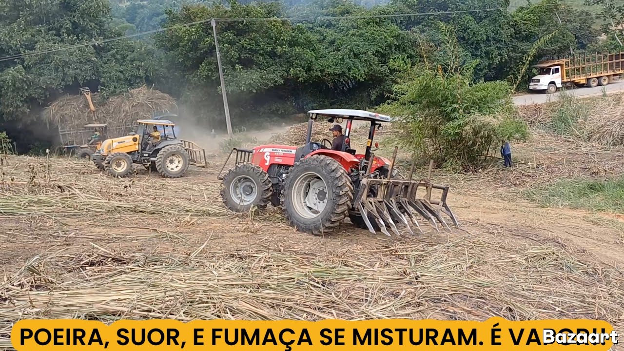 CARREGO COM CARGA ENORME E TRATOR DESLIZANDO.