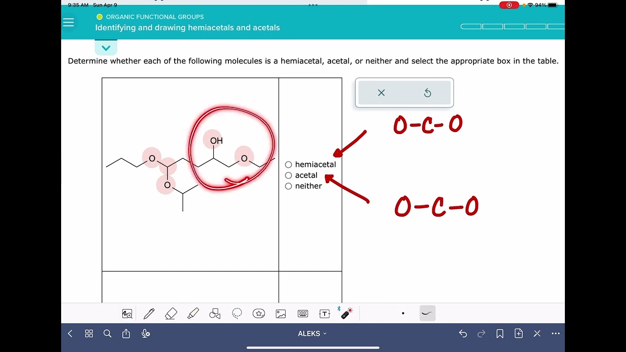АЛЕКС: Определение и рисование полуацеталей и ацеталей