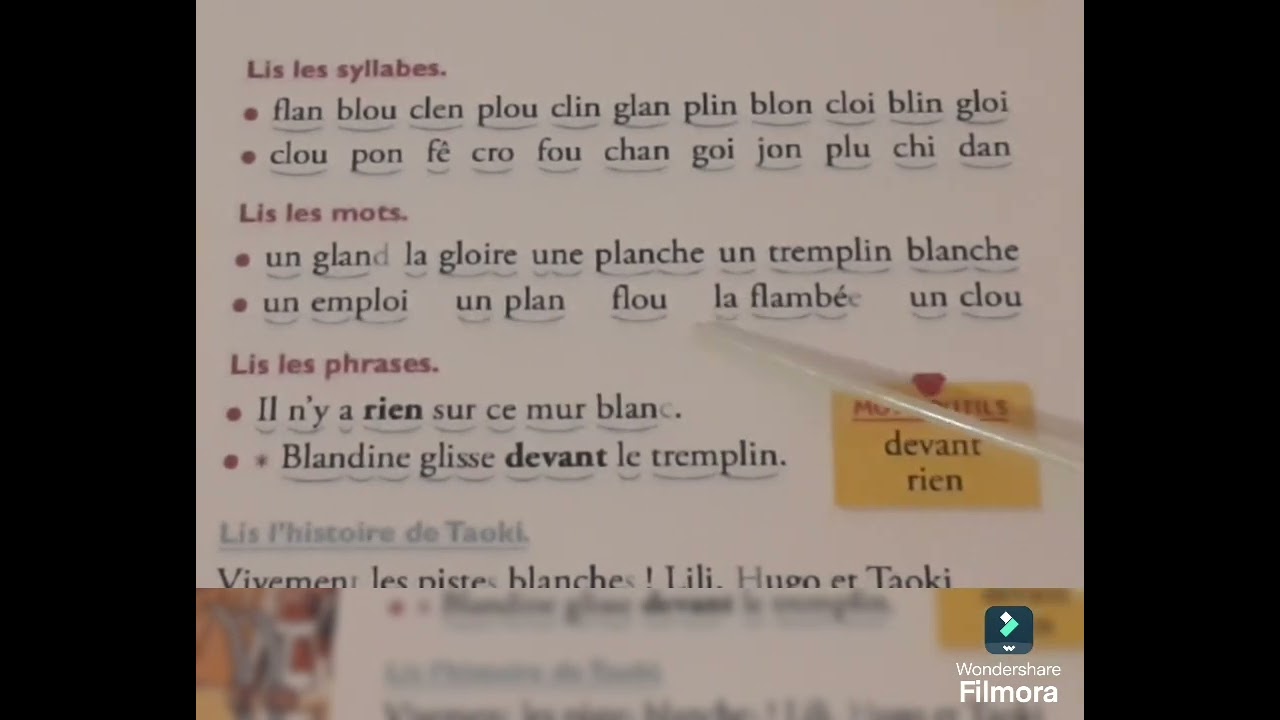 taoki pages 90 et 91 le son bl,cl,fl,gl,pl lire avec syllabes #vocabulaire #apprendre