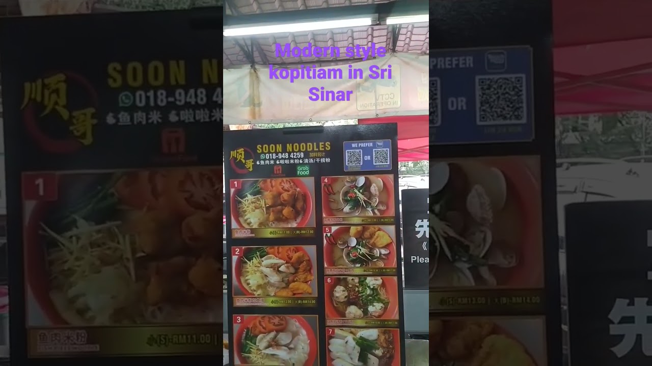 Modern style kopitiam Sri Sinar queue system scan order table numbering plus economical noodles