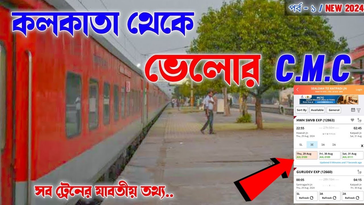 কলকাতা থেকে ট্রেনে ভেলোর || Kolkata To vellore Train time table 2024