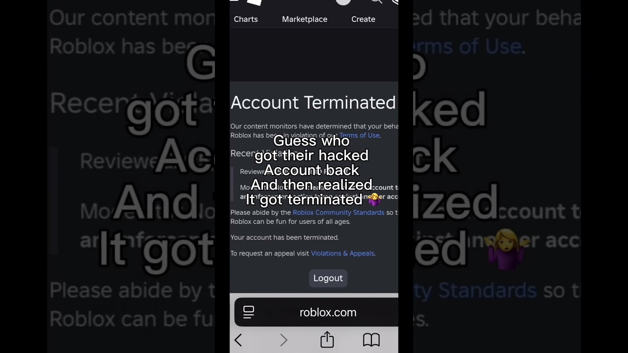 I GOT MY ACCOUNT BACK, BUT IT GOT TERMINATED 💔 #roblox