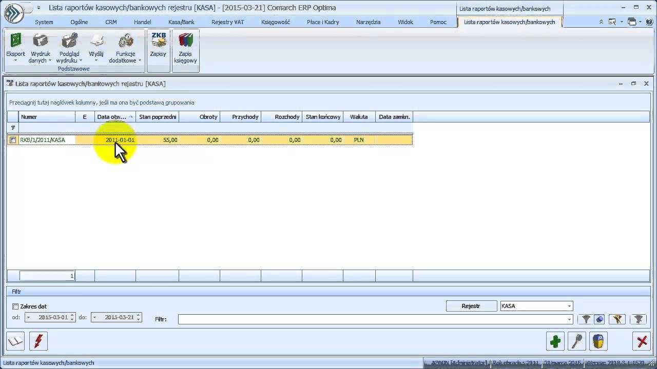 2.1.b Przygotowanie kasy i banku do pracy - ustawienie parametrów
