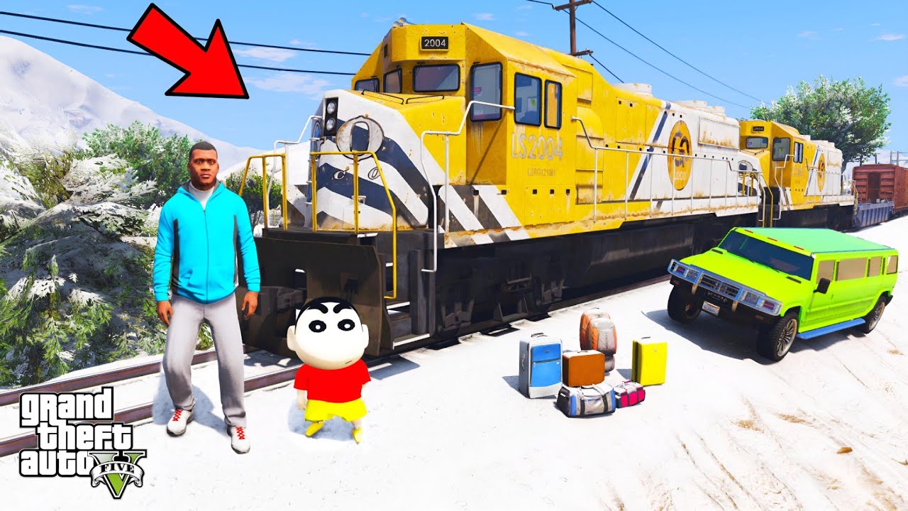 Franklin and Shinchan Plane A Journey Double Fastest Train Come To Los Santos in GTA V