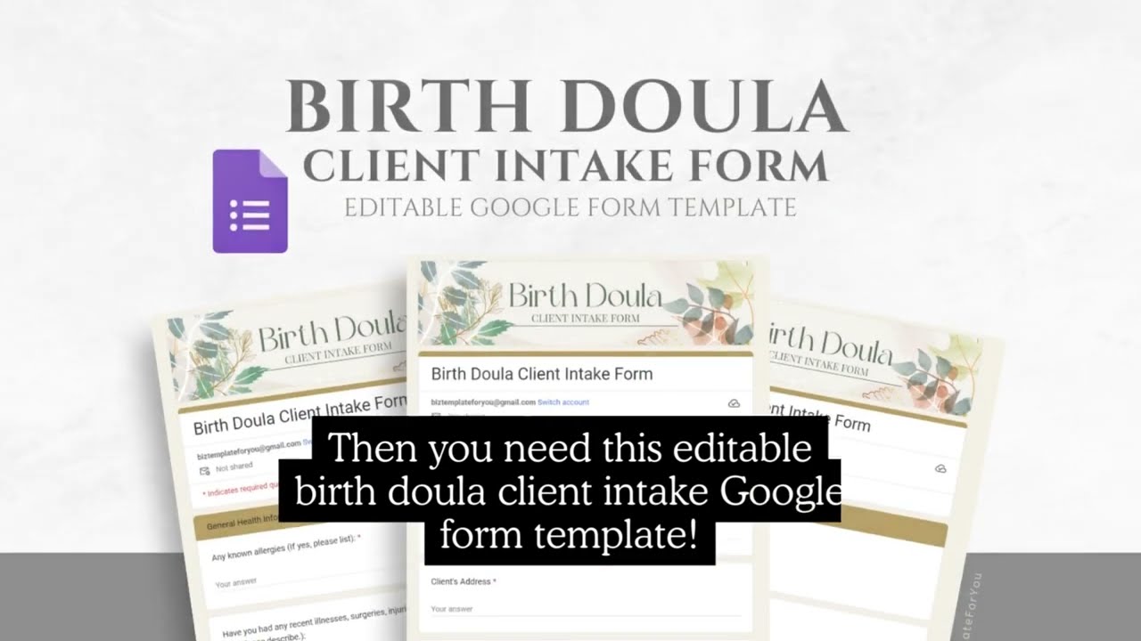 👶 Editable Birth Doula New Client Intake Form Template 👶