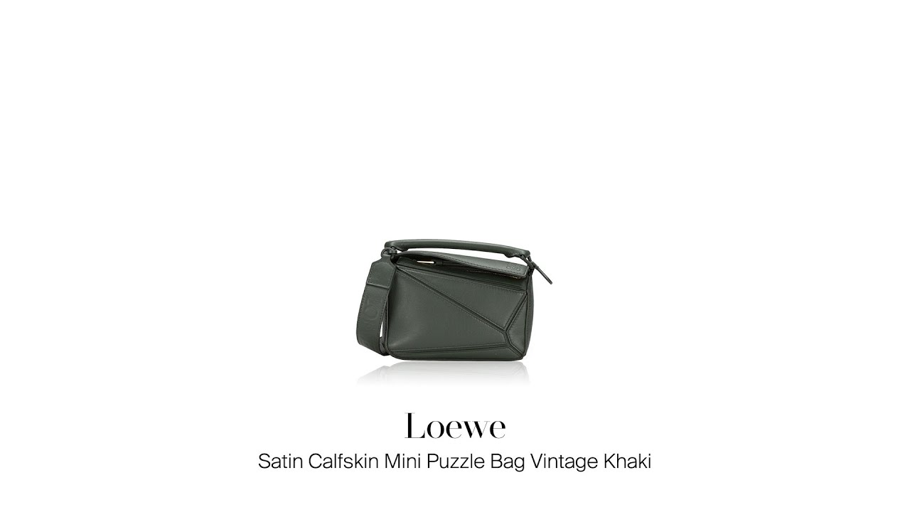 Titip Jual Tas Braned Second: Loewe Satin Calfskin Mini Puzzle Bag Vintage Khaki