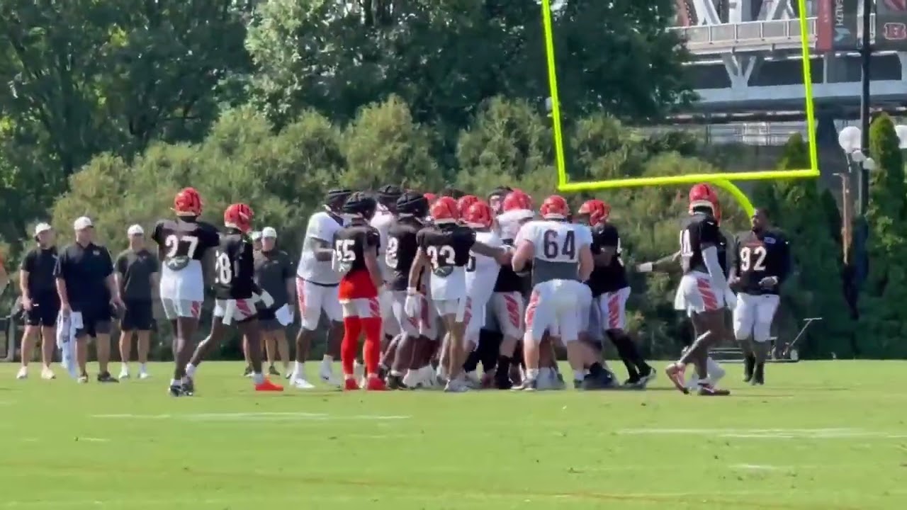 First Big Fight of Bengals Training Camp After Joe Burrow Gets Knocked Down 👀