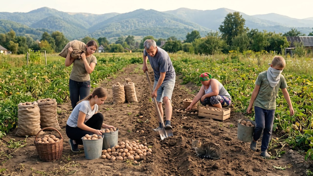 The Whole Family Works Together | Harvest Day in a Carpathian Village