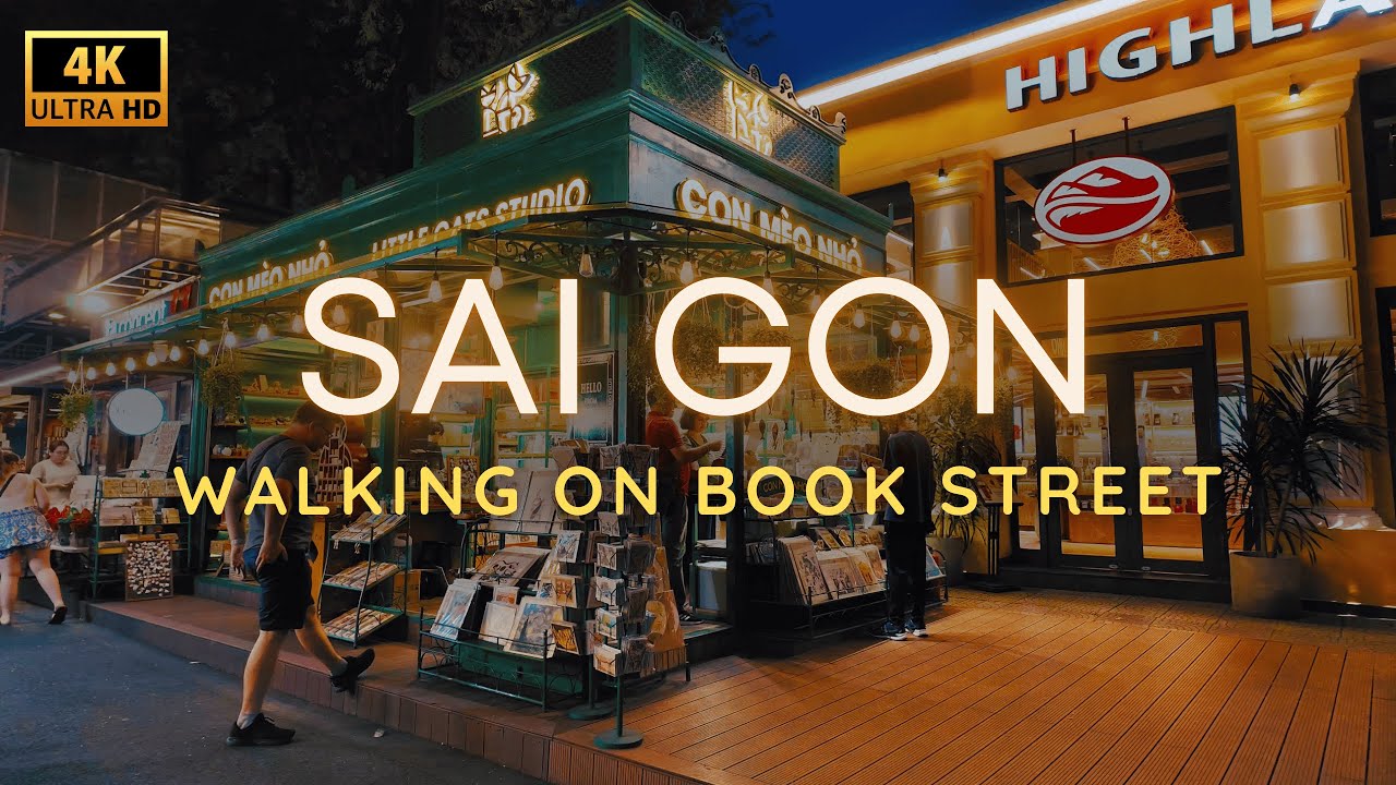 Saigon 🇻🇳 | 4K Walk on Nguyen Van Binh Book Street | Peaceful Corner near Notre Dame Cathedral