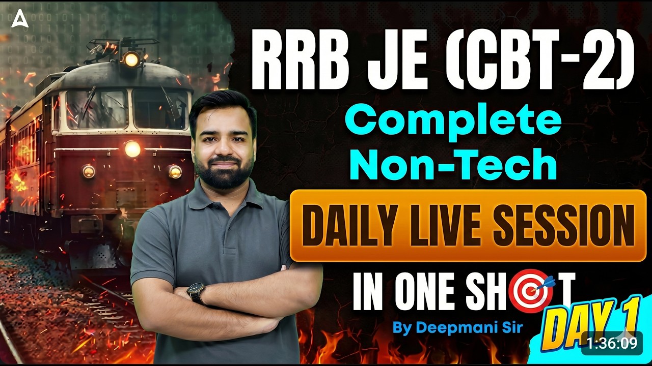 RRB JE CBT 2 Non Tech Classes | Complete Non-Tech Preparation | Day 1