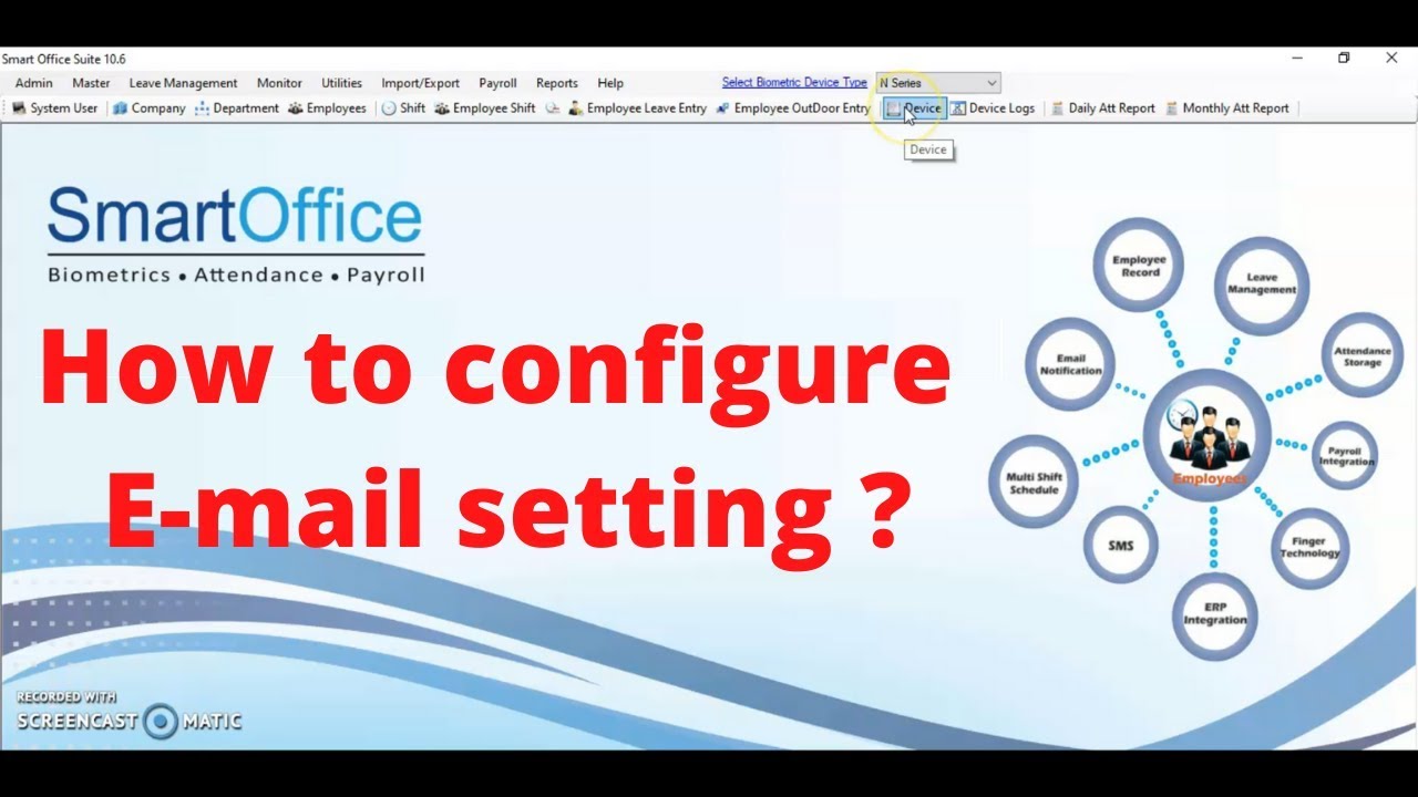 How to configure Email setting in smart office software | smartoffice attendance software