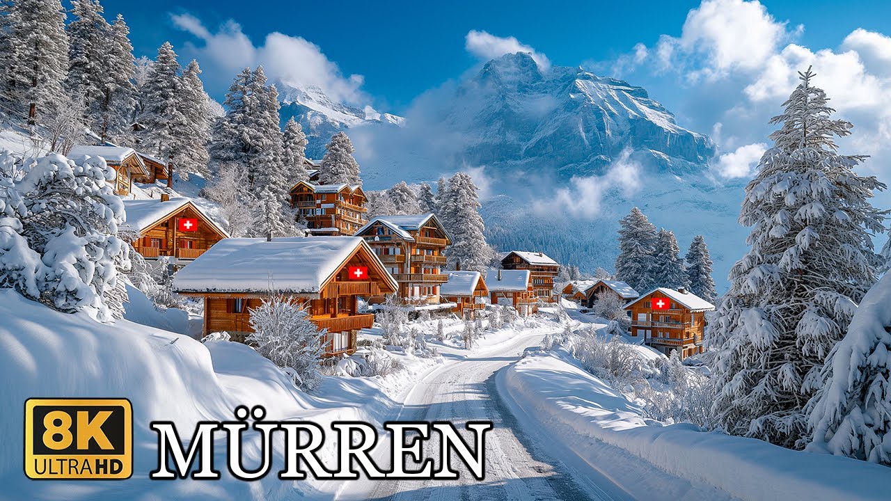 MÜRREN 🇨🇭 ❄️The Most Charming Alpine Winter Village ❄️ in Switzerland 8K ❄️