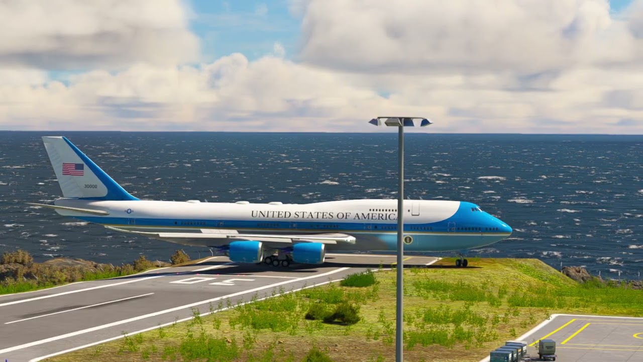 Short Ocean Cliff Runway! AMERICAN Airlines 747 Extreme Takeoff at Ocean Cliff Runway