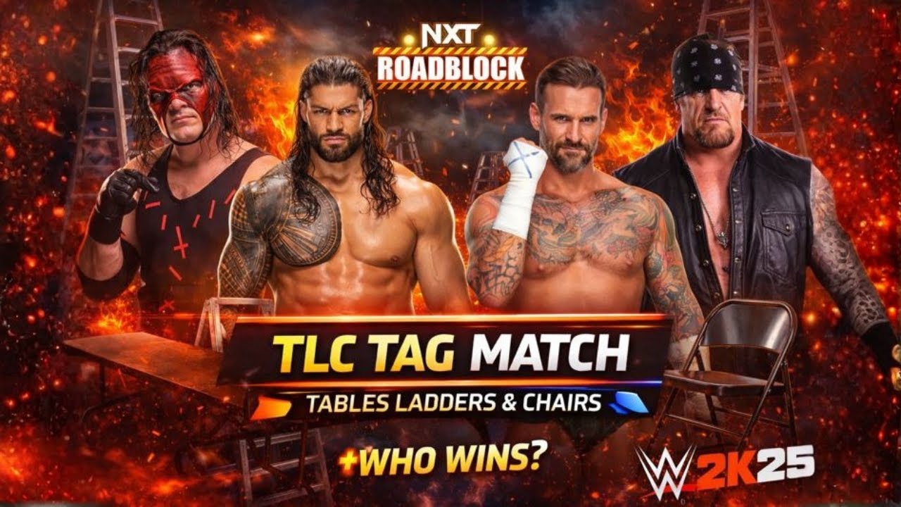 INSANE TLC TAG MATCH 🔥 Kane & Roman Reigns vs CM Punk & The Undertaker | WWE 2K25 FULL MATCH