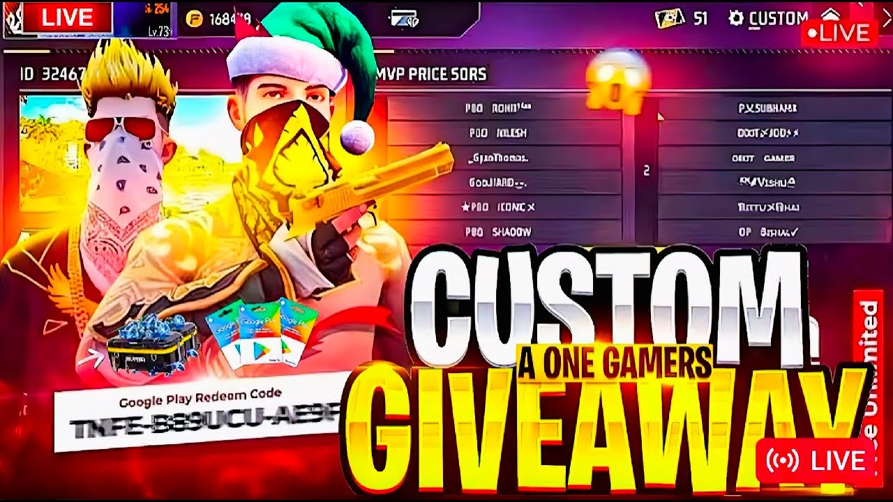 🔴 FREE FIRE LIVE | Road to 100K 🔥Unlimited Custom Rooms + Giveaway 🎁