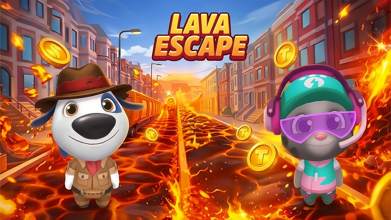 Talking Tom Gold Run | Streamer Tom and Explorer Hank | Lava Escape | Gameplay Walkthrough