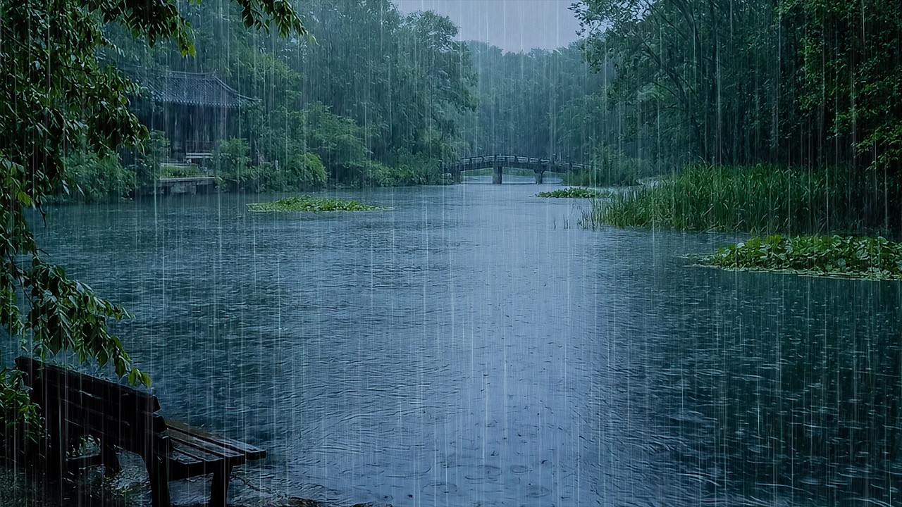 Fall into Deep Sleep with Gentle Rain on Forest Lake | Nature Rain Sounds to Cure Insomnia