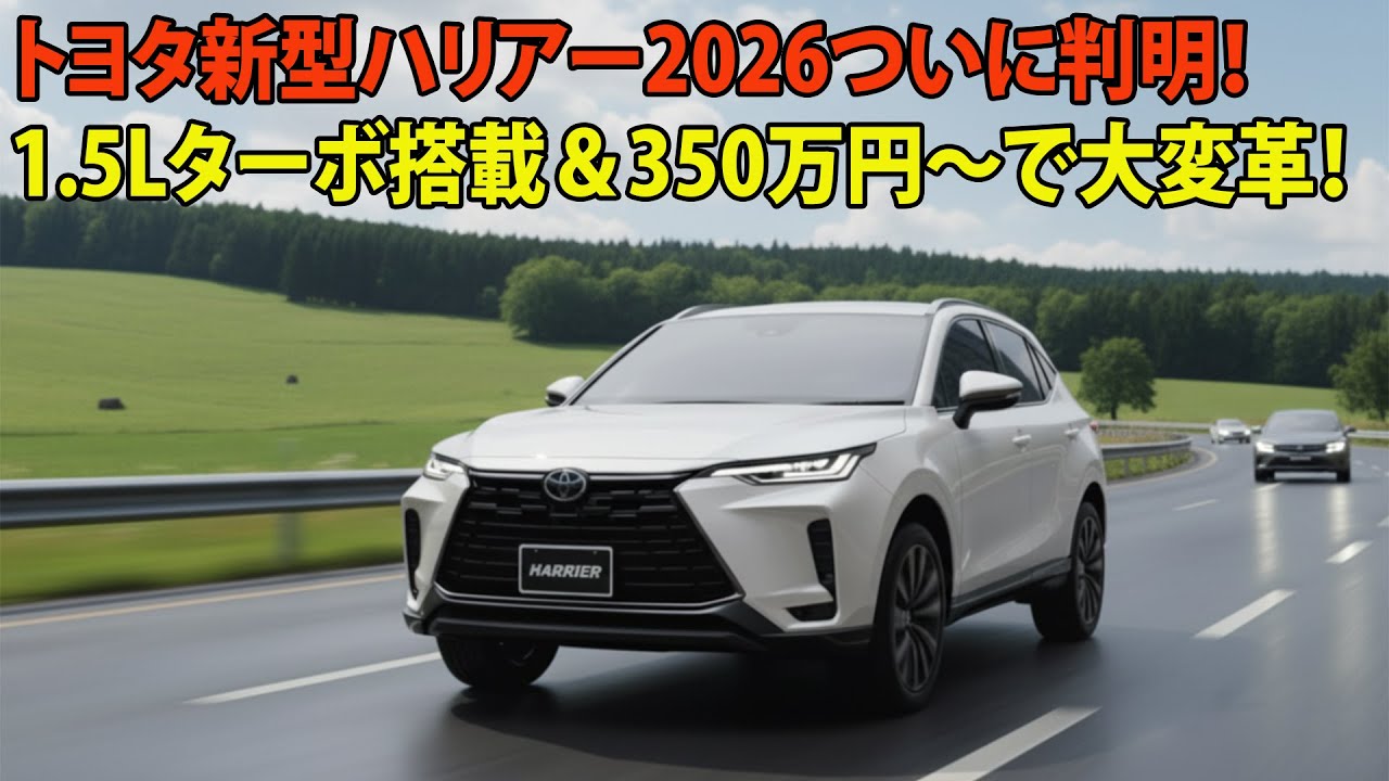 トヨタ新型ハリアー2026ついに判明！1.5Lターボ搭載＆350万円〜で大変革！