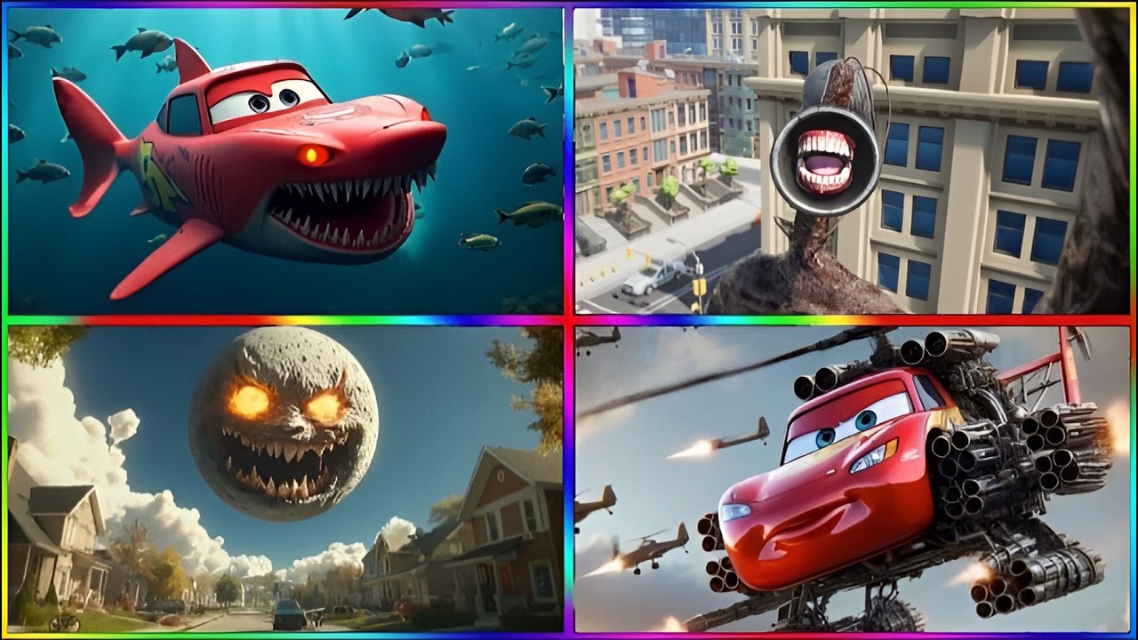 😱 MC Queen shark 🆚 Siren Head 🆚 Lunar Moon 🆚 MC Queen helicopter 🎶 Tiles hop 🥶