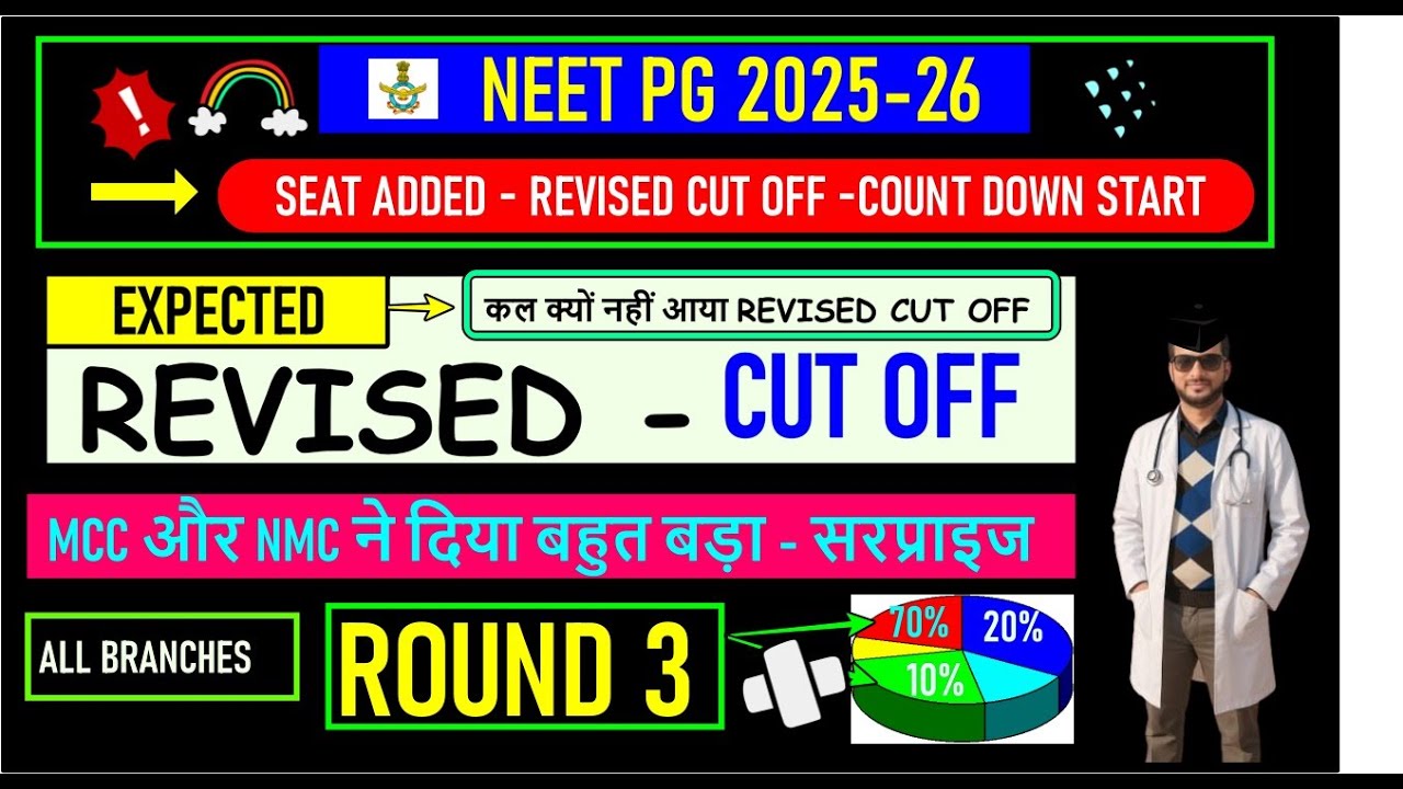 NEET PG 2025 REVISED CUT OFF AFTER ROUND 3 | BIG UPDATE | CUT OFF DELAY CONFIRMED #neet #neetpg
