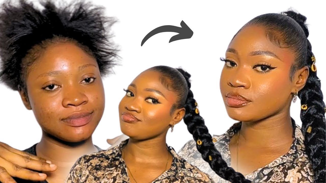 How to Do a Sleek Braided Ponytail on Short Relaxed Hair | Easy Tutorial