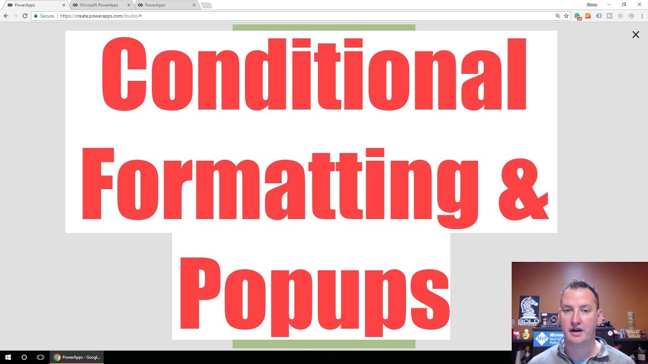 PowerApps Conditional Formatting and Popups