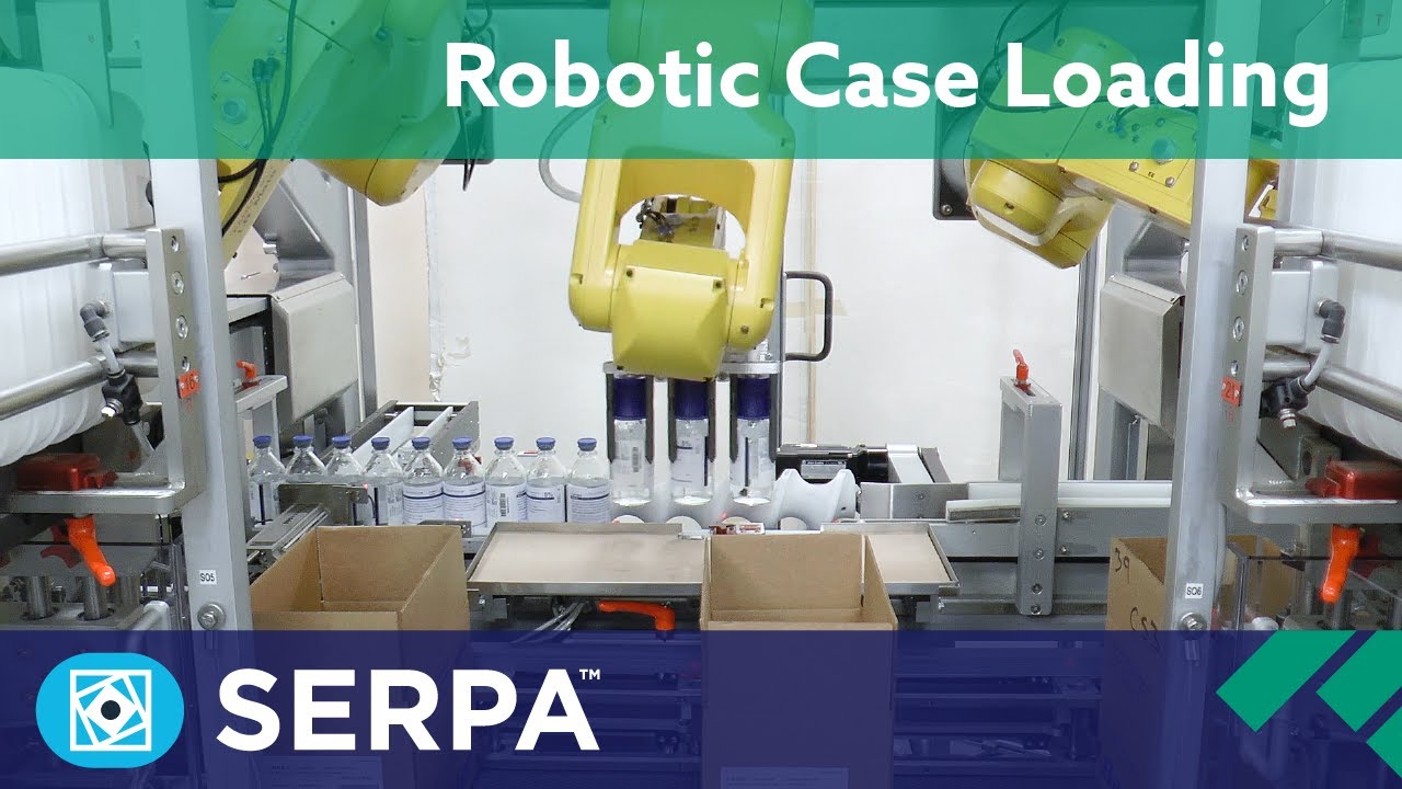 Robotic Case Loading of glass bottles with top trays