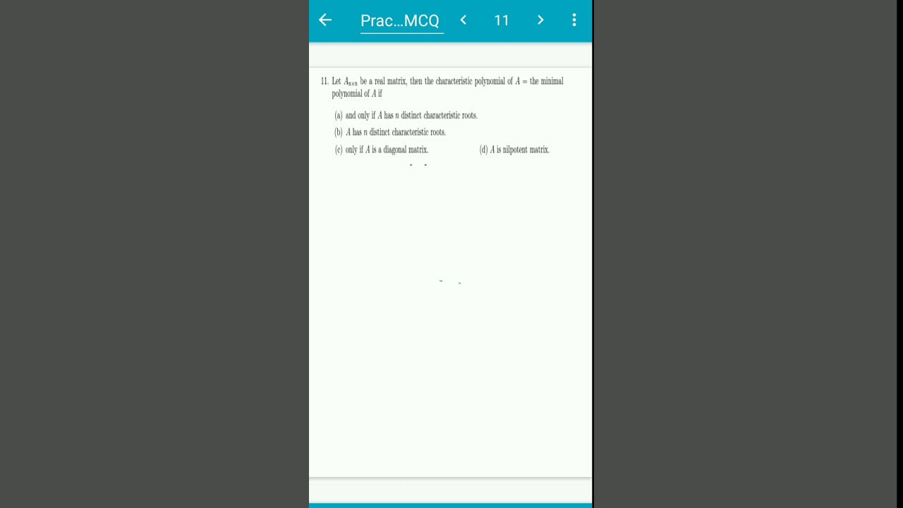 MCQ 11 Solution :TYBSc Practical 2.4 SIMILAR MATRICES AND MINIMAL POLYNOMIAL